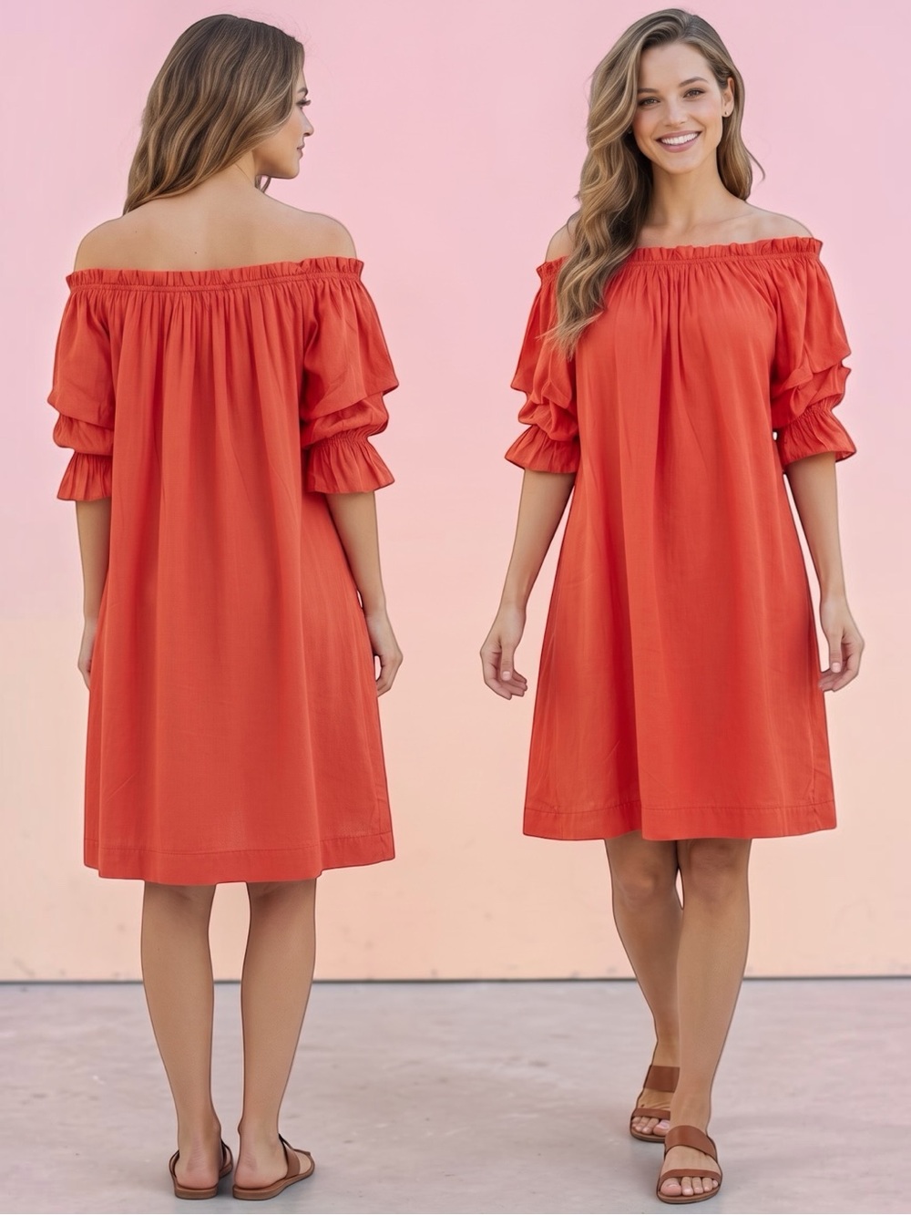 MERSEA Women’s Tulum Mini Shift Ruffle Dress In Sunset Orange Size Small